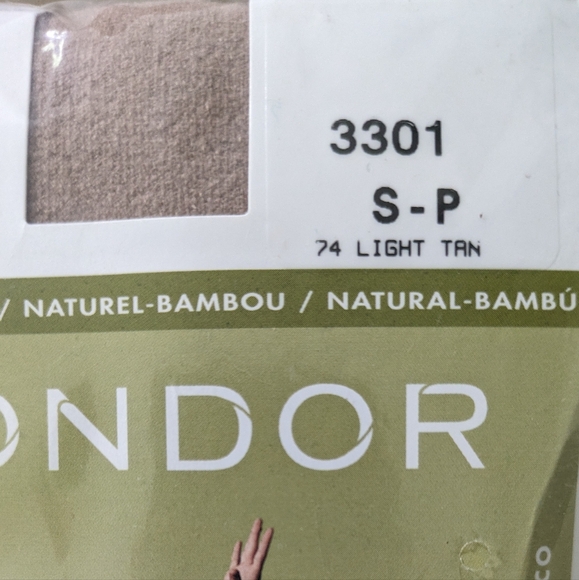 NWT Mondor Footed Skating Tights 3301 Natural Bamboo Light Tan Women's Small - Picture 2 of 5